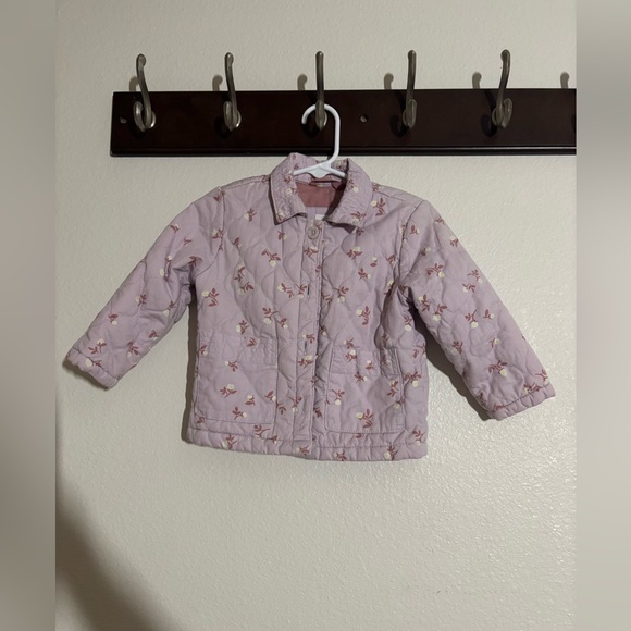 Cat & Jack Girls Lavender Floral Quilted Barn Jacket Size 18 Months - Picture 1 of 4